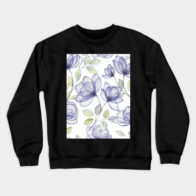 Transparent purple watercolor roses. Translucent spring flowers. Romantic elegant bouquets Crewneck Sweatshirt by likapix